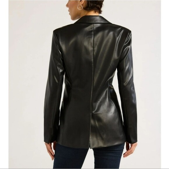 Sofia Jeans Black Faux Leather Blazer - Picture 2 of 13